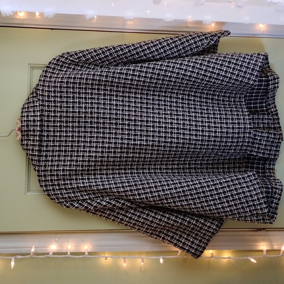 Women's Avenue 22/24 blouse jacket classic blk wht texture tweed - Picture 7 of 7